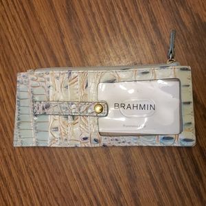 Brahmin Credit Card Wallet  Aquarelle Melbourne Croc Embossed